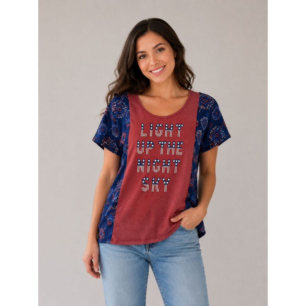 Light Up the Night Sky oversized cropped tunic shirt sleeved shirt 4th of July